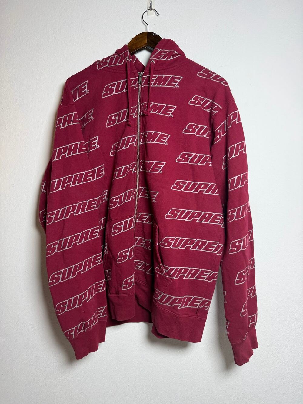 Supreme repeat zip up hooded sweatshirt